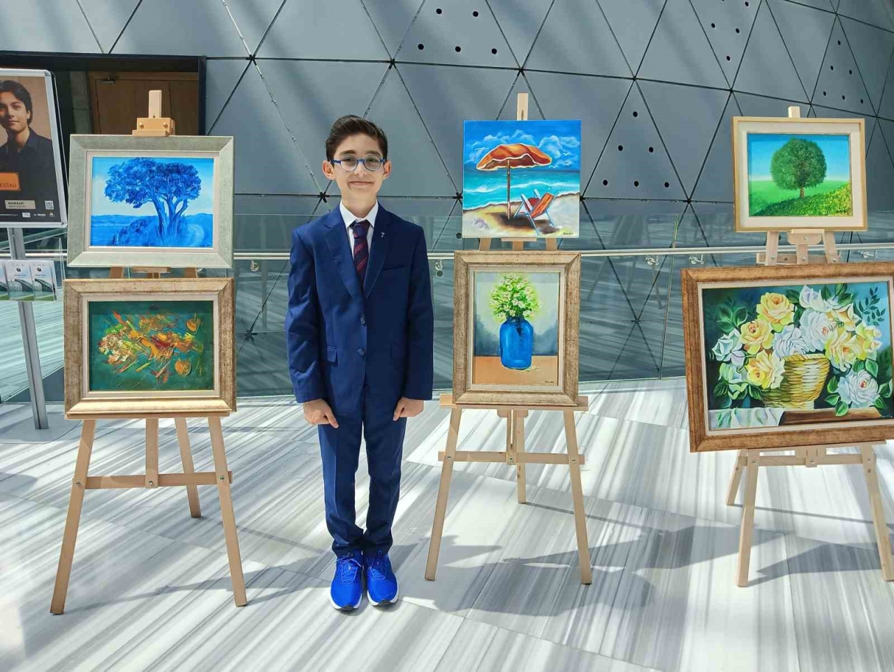 12 yaşındaki ressamdan şehit babası anısına resim sergisi
